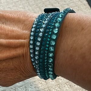 Swarovski Teal Crystal Wrap Bracelet - Women Jewelry